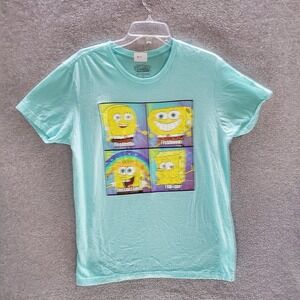Sponge Bob Square Pants Men T-Shirt Large Turquoise Graphic Fishbook Instaclam